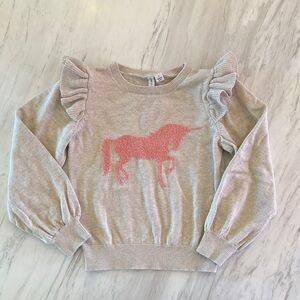 Janie and Jack girls unicorn puff sleeve seater. Size 5.